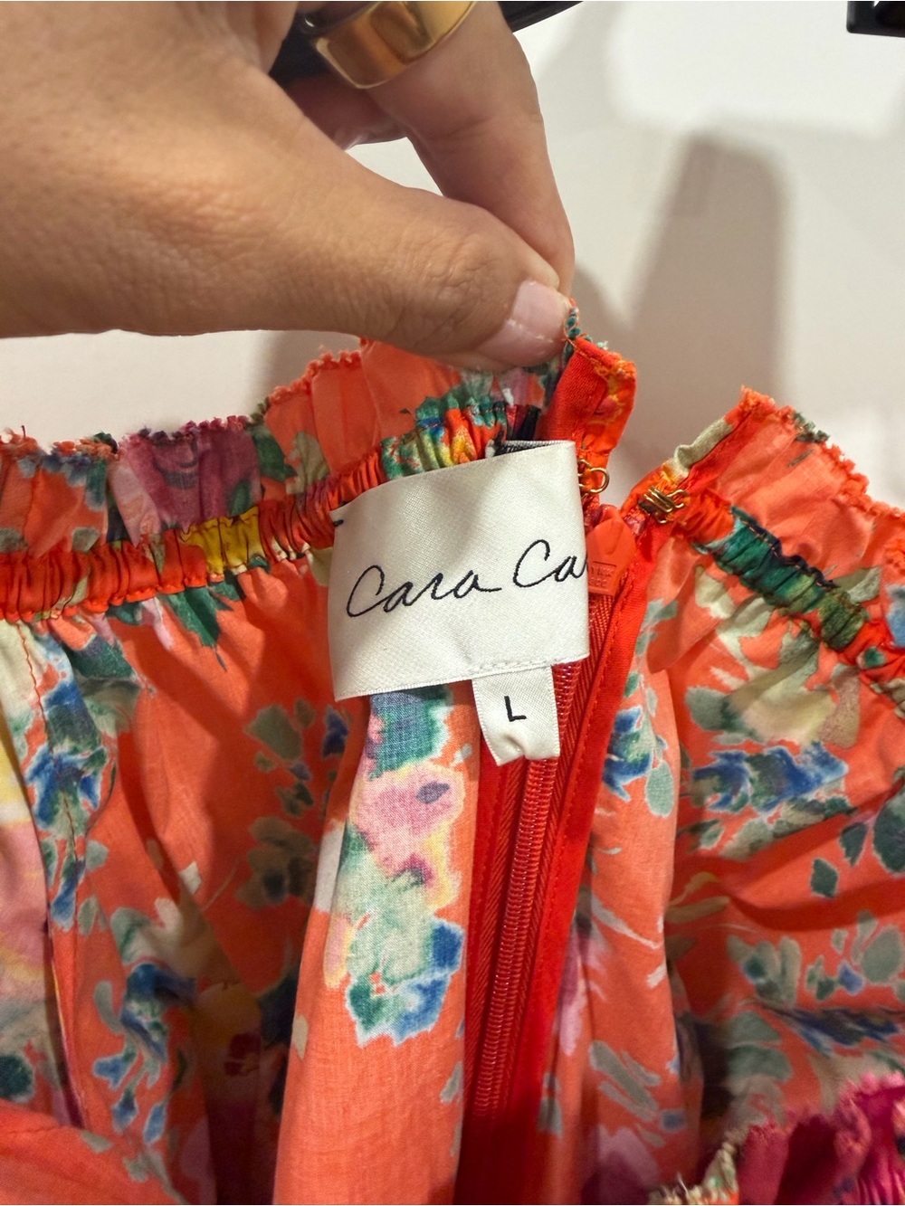 Cara Cara Mimi Dress Cherry Bouquet Orange Large - Picture 6 of 8